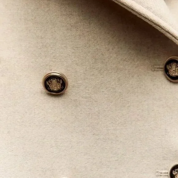 ZARA CROPPED WOOL BLEND DOUBLE BREASTED COAT - Picture 3 of 9